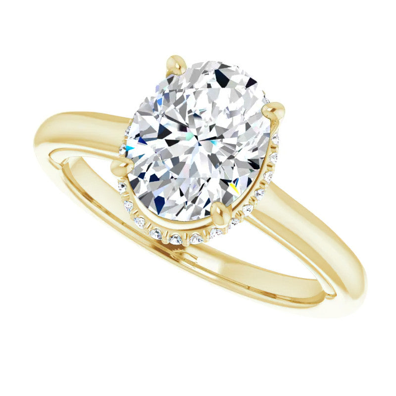 Oval cut Moissanite Cathedral Solitaire Ring