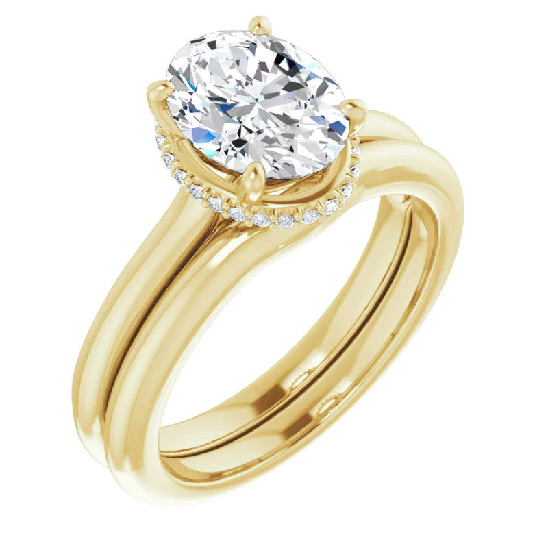 Oval cut Moissanite Cathedral Solitaire Ring
