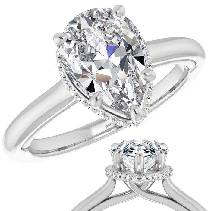 Pear Moissanite Cathedral Solitaire Ring