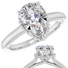Pear Moissanite Cathedral Solitaire Ring