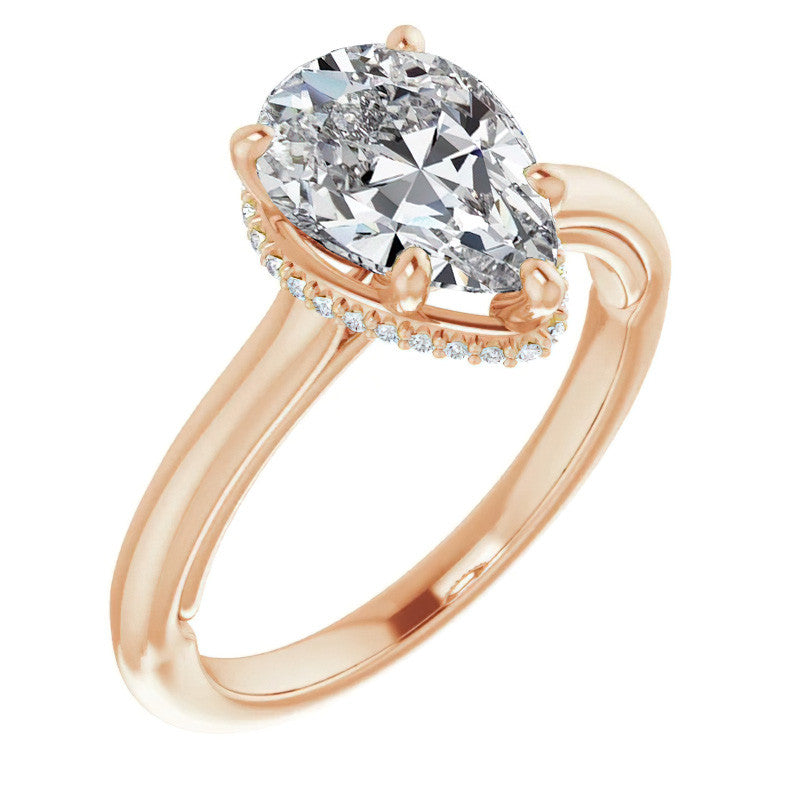 Pear Moissanite Cathedral Solitaire Ring