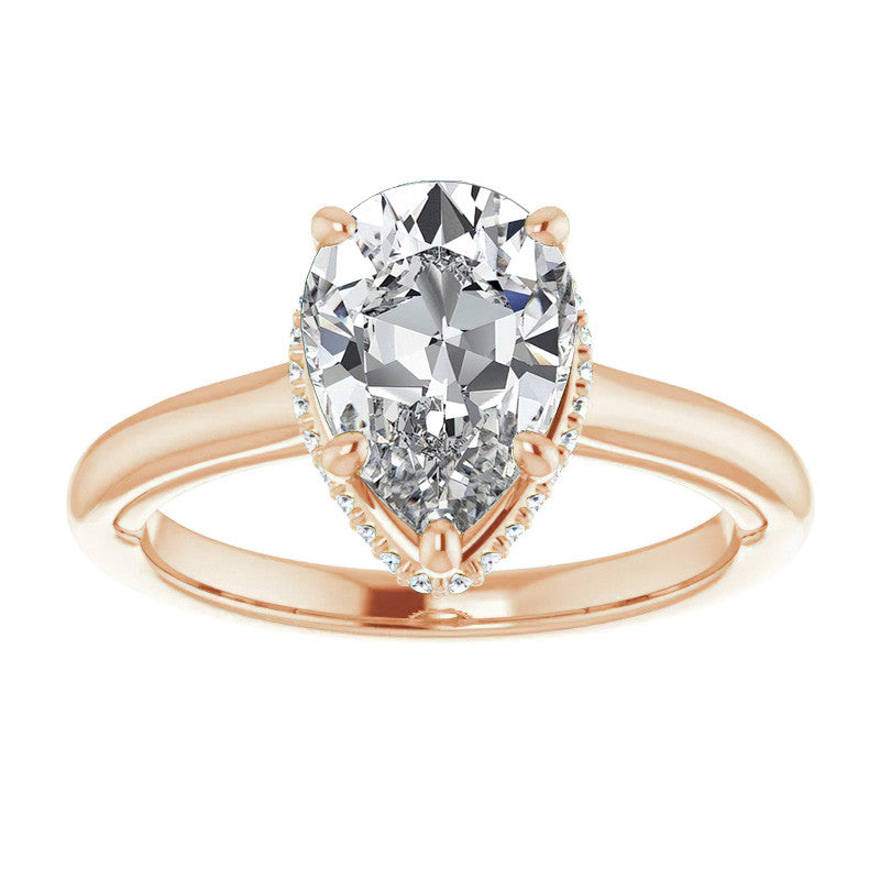 Pear Moissanite Cathedral Solitaire Ring