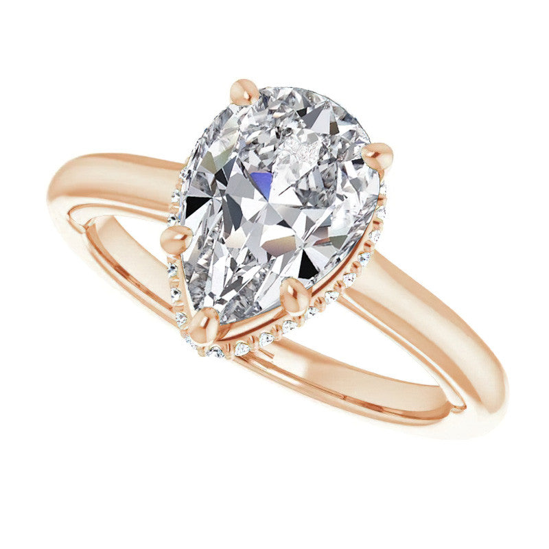 Pear Moissanite Cathedral Solitaire Ring