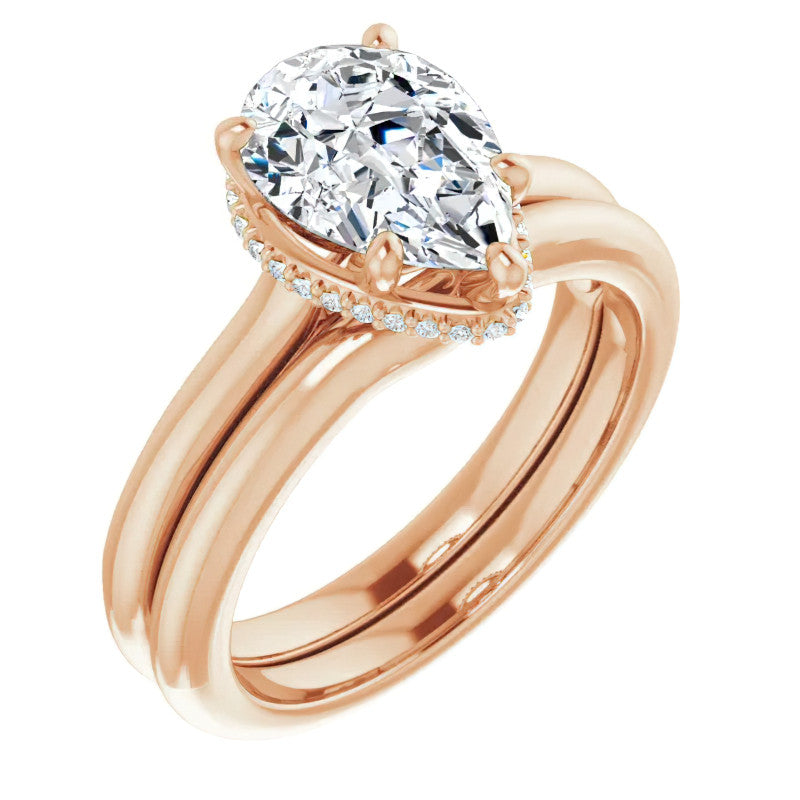 Pear Moissanite Cathedral Solitaire Ring