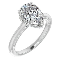 Pear Moissanite Cathedral Solitaire Ring