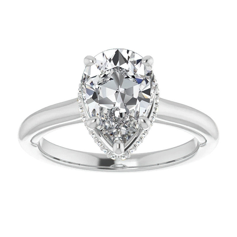 Pear Moissanite Cathedral Solitaire Ring