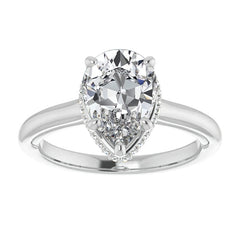 Pear Moissanite Cathedral Solitaire Ring