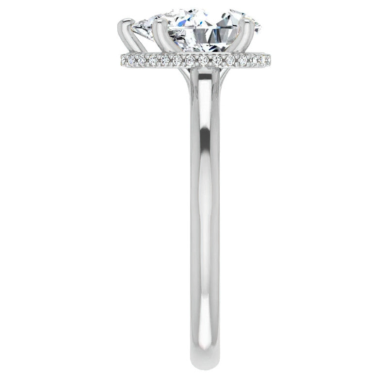 Pear Moissanite Cathedral Solitaire Ring