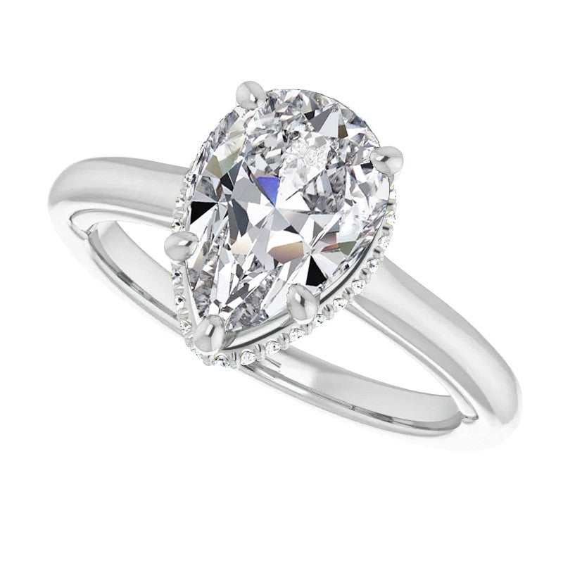 Pear Moissanite Cathedral Solitaire Ring