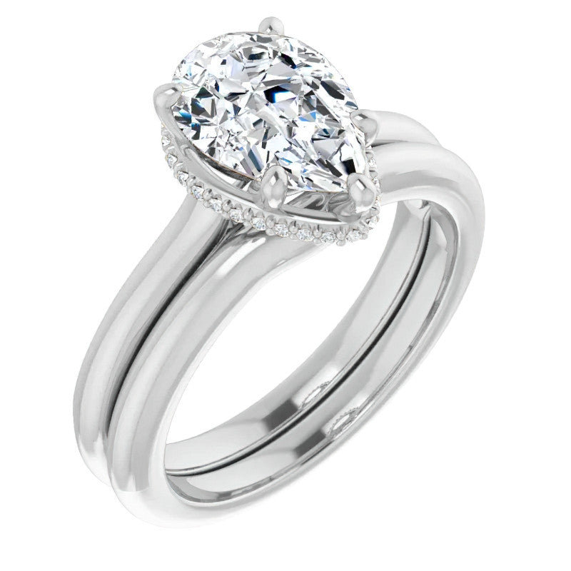 Pear Moissanite Cathedral Solitaire Ring