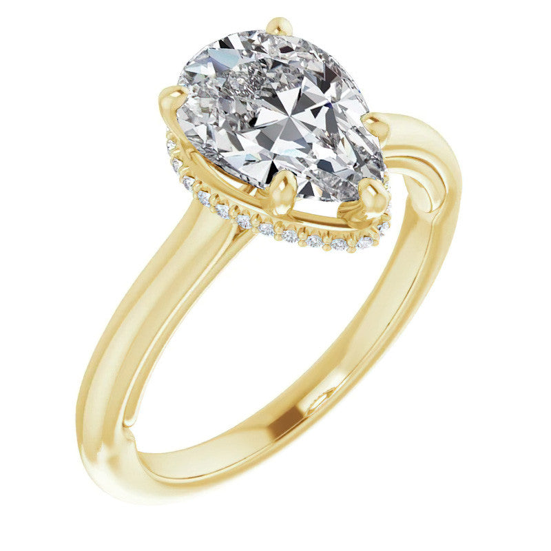 Pear Moissanite Cathedral Solitaire Ring
