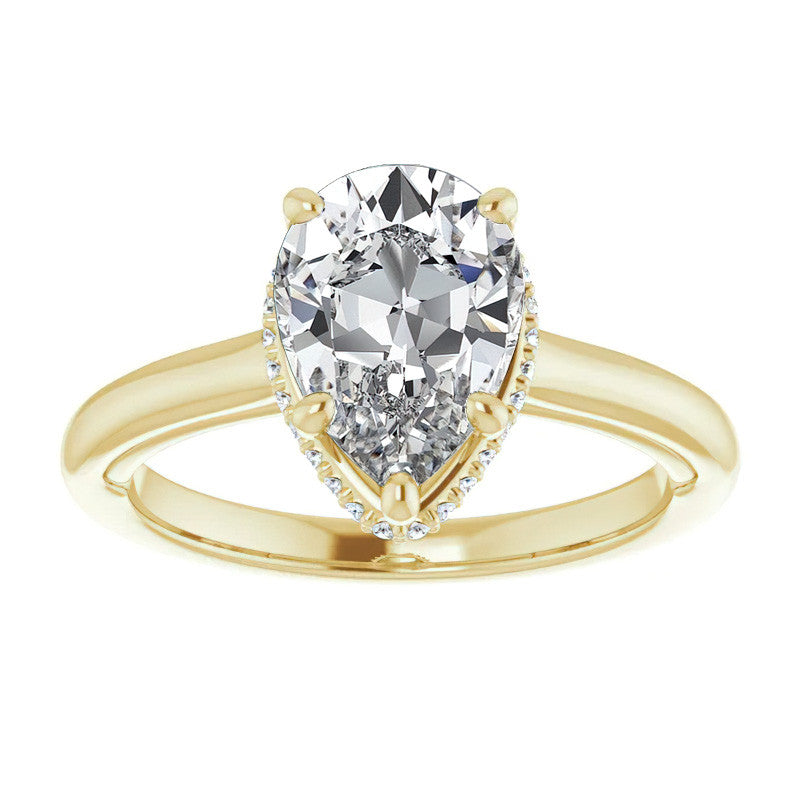 Pear Moissanite Cathedral Solitaire Ring