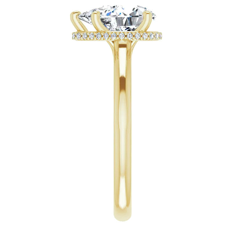 Pear Moissanite Cathedral Solitaire Ring
