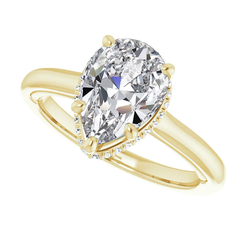 Pear Moissanite Cathedral Solitaire Ring