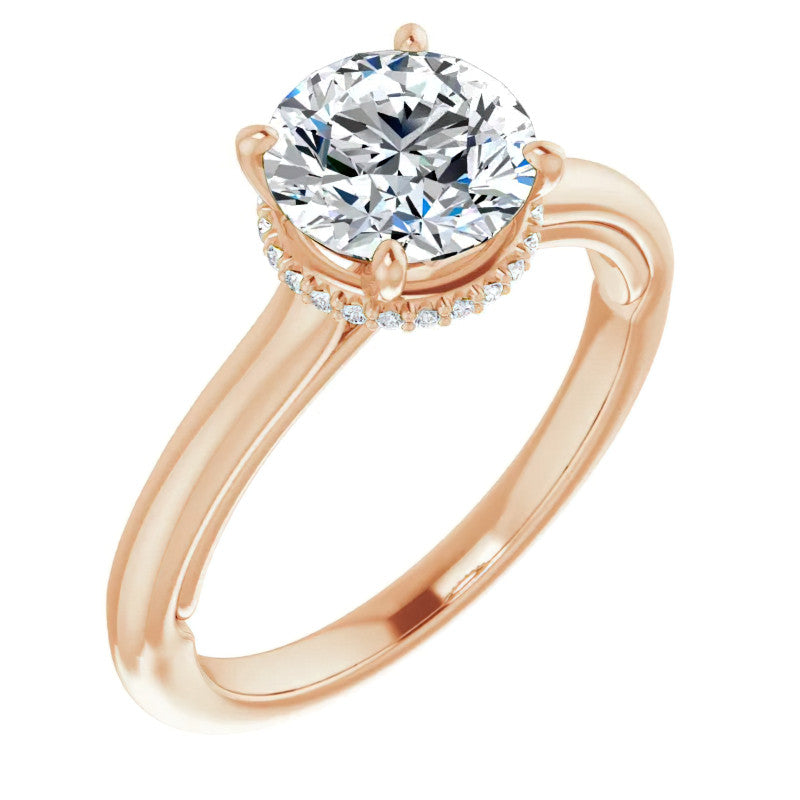 Round Brilliant Moissanite Cathedral Solitaire Ring