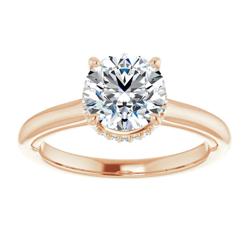 Round Brilliant Moissanite Cathedral Solitaire Ring
