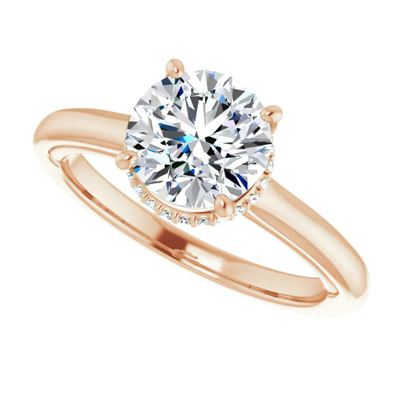 Round Brilliant Moissanite Cathedral Solitaire Ring