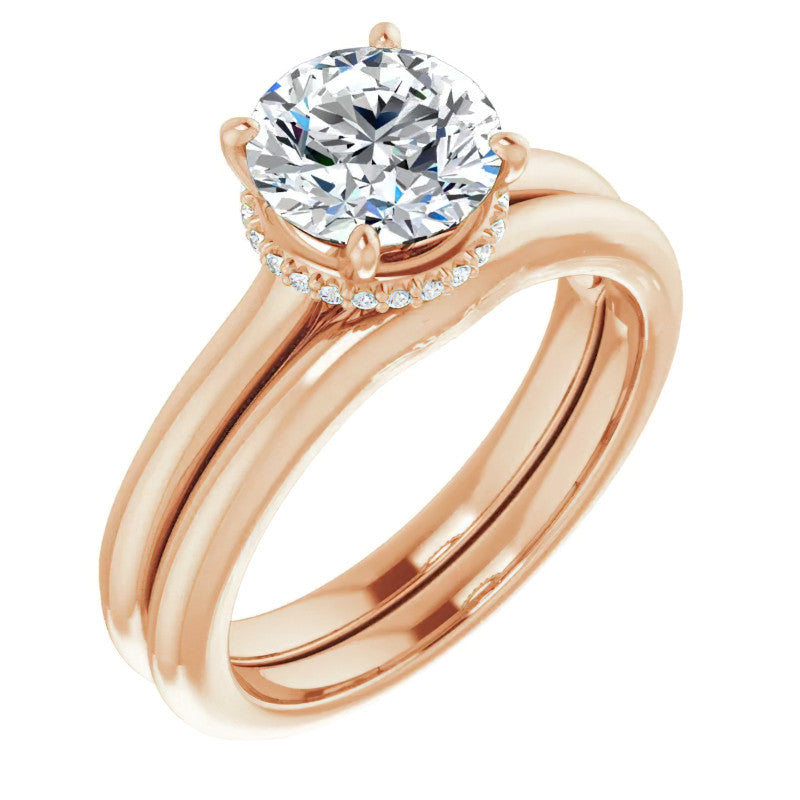 Round Brilliant Moissanite Cathedral Solitaire Ring