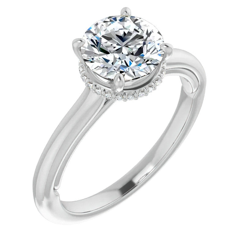 Round Brilliant Moissanite Cathedral Solitaire Ring