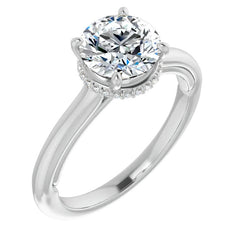 Round Brilliant Moissanite Cathedral Solitaire Ring