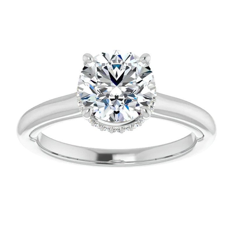 Round Brilliant Moissanite Cathedral Solitaire Ring