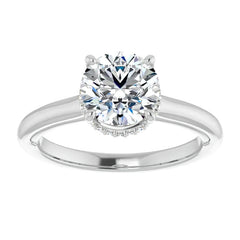 Round Brilliant Moissanite Cathedral Solitaire Ring
