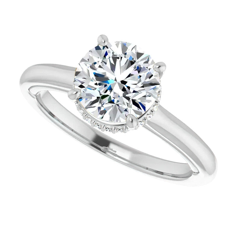 Round Brilliant Moissanite Cathedral Solitaire Ring