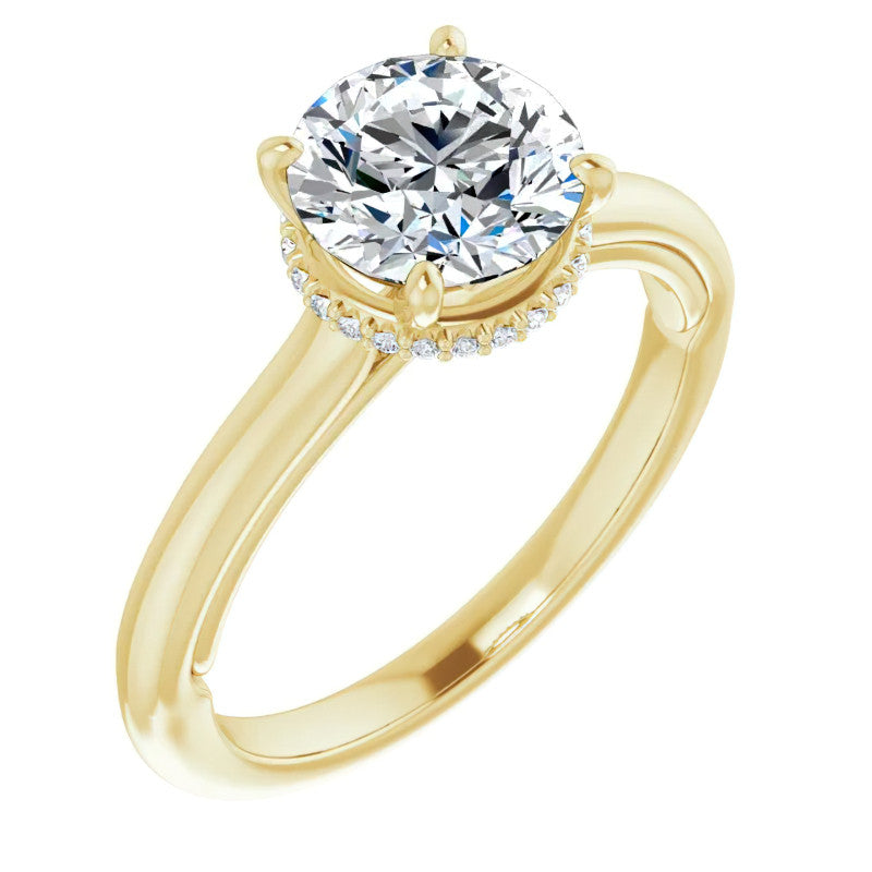 Round Brilliant Moissanite Cathedral Solitaire Ring