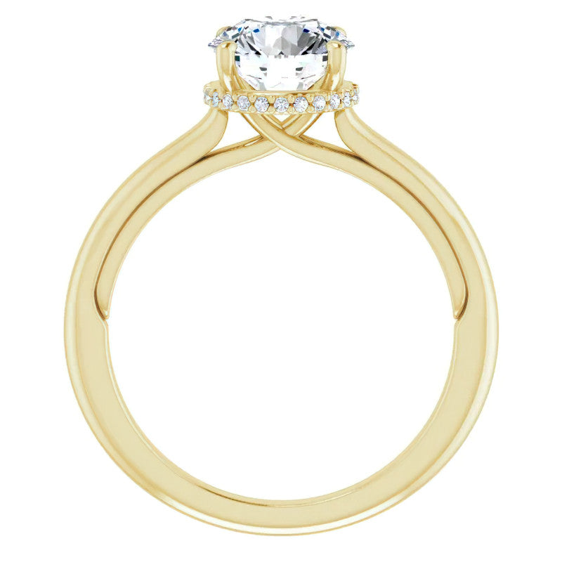 Round Brilliant Moissanite Cathedral Solitaire Ring