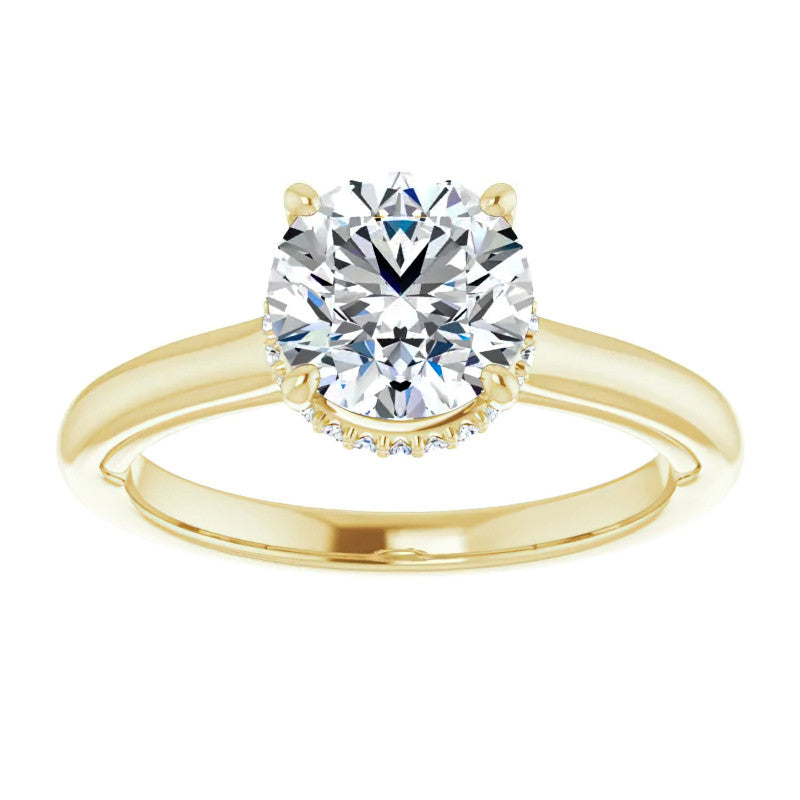 Round Brilliant Moissanite Cathedral Solitaire Ring