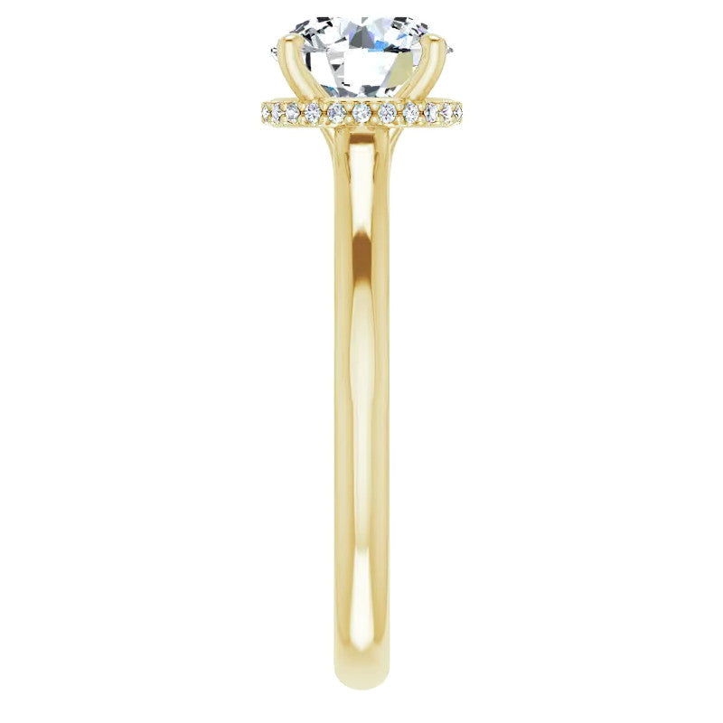 Round Brilliant Moissanite Cathedral Solitaire Ring