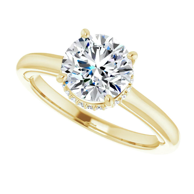 Round Brilliant Moissanite Cathedral Solitaire Ring