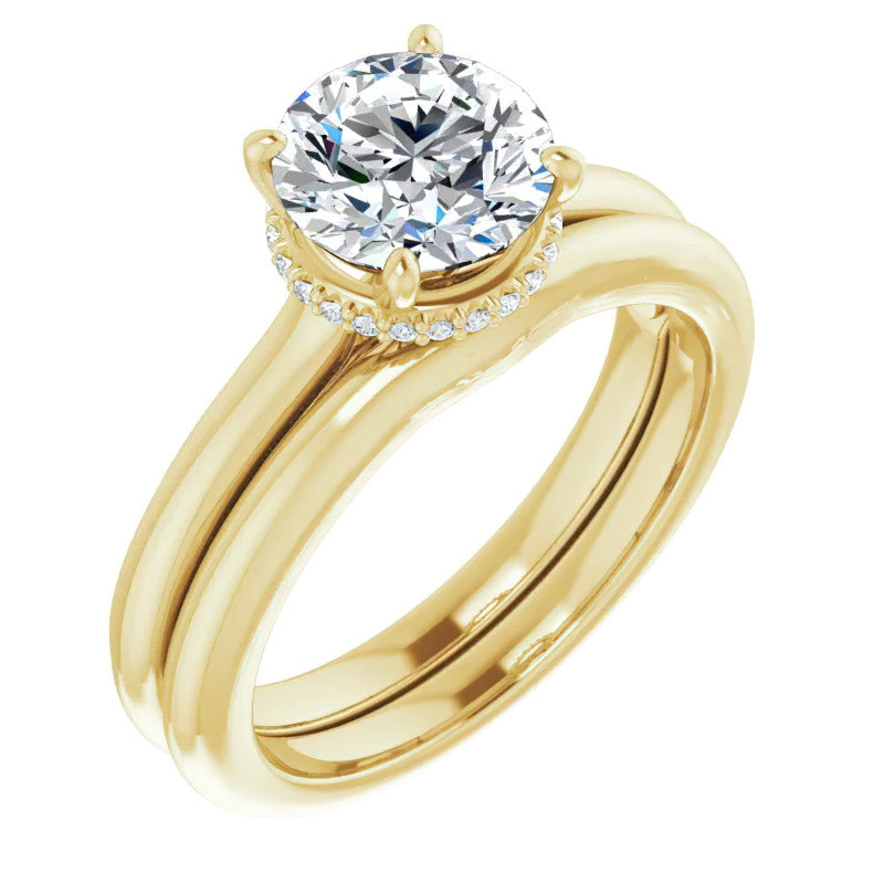 Round Brilliant Moissanite Cathedral Solitaire Ring