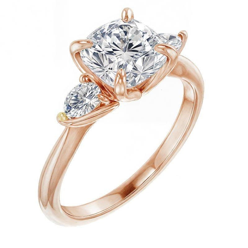 Cushion and Pear Moissanite Engagement Ring