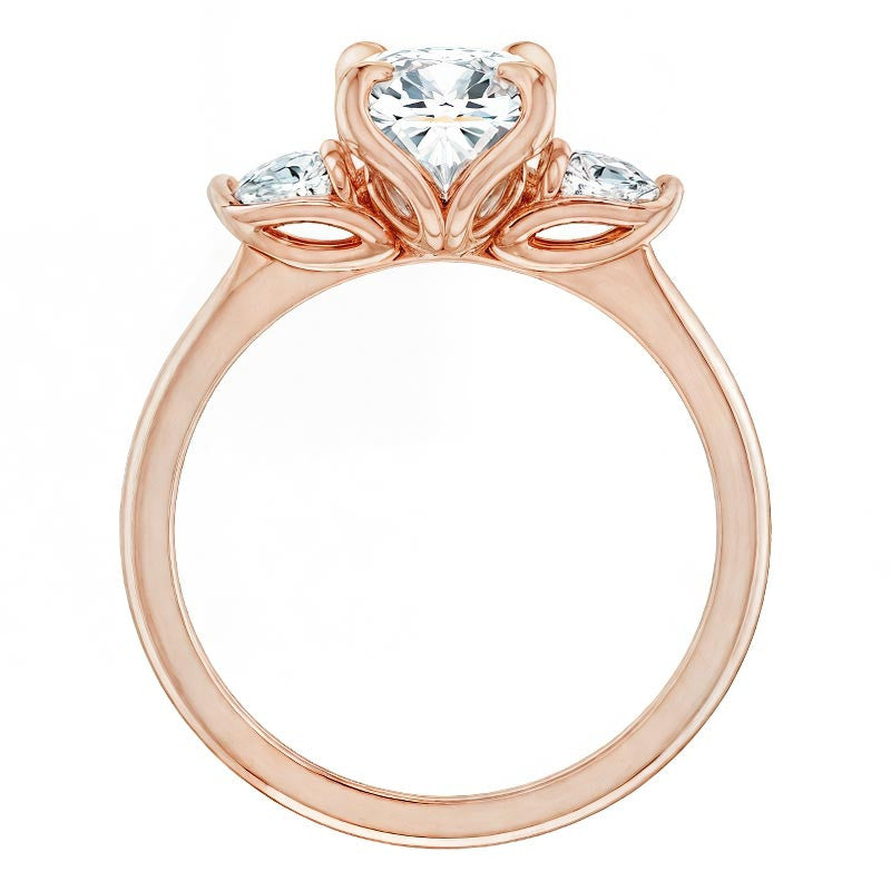 Cushion and Pear Moissanite Engagement Ring