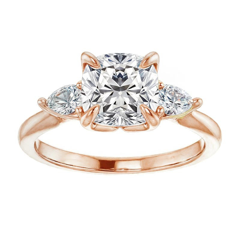 Cushion and Pear Moissanite Engagement Ring
