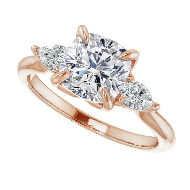 Cushion and Pear Moissanite Engagement Ring