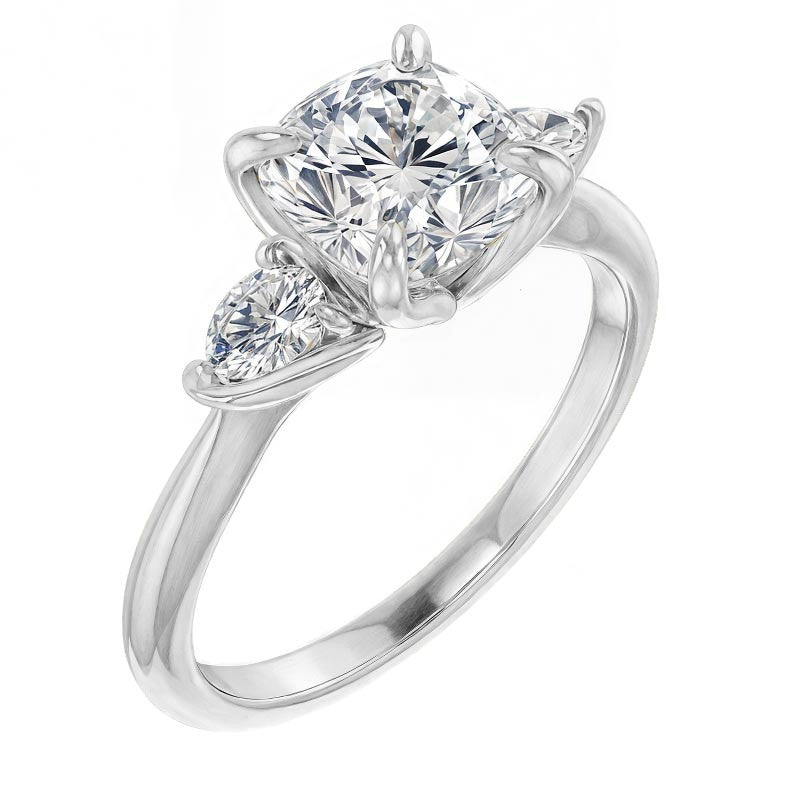Cushion and Pear Moissanite Engagement Ring