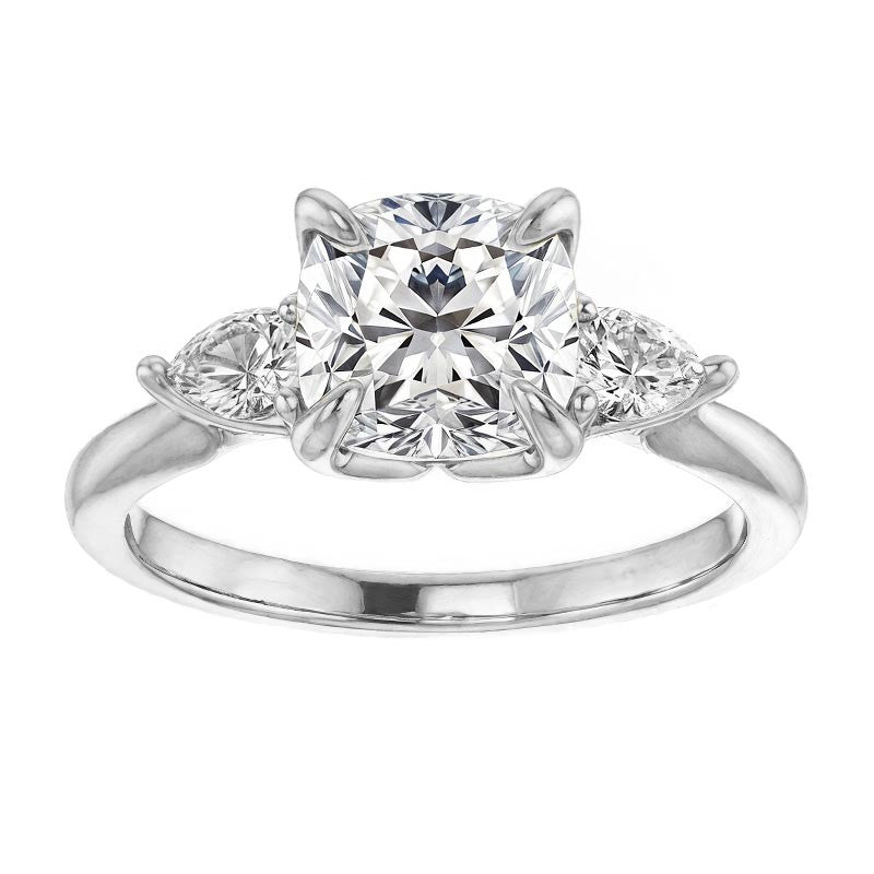 Cushion and Pear Moissanite Engagement Ring