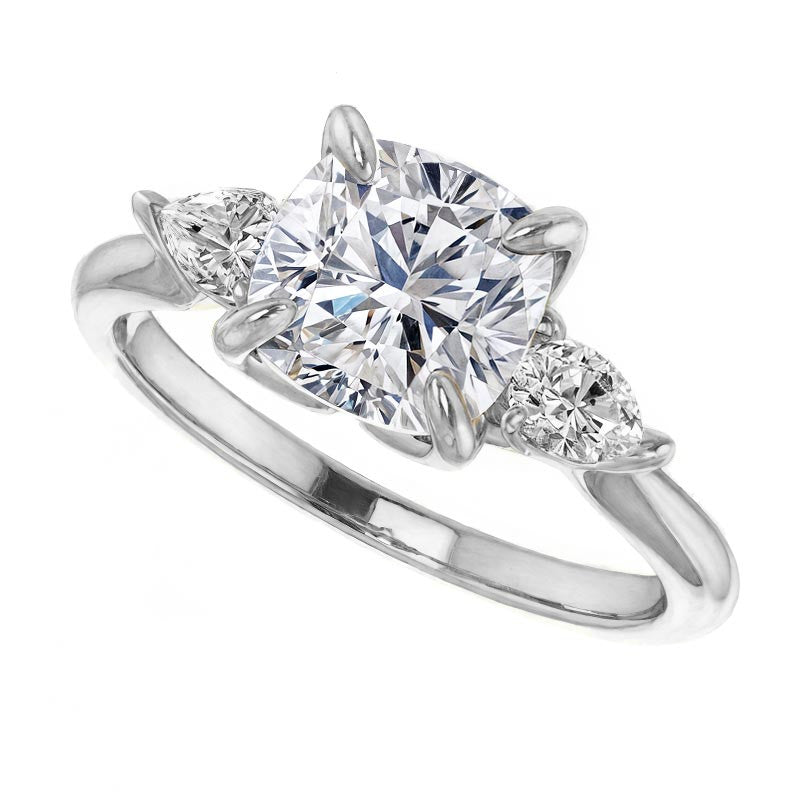 Cushion and Pear Moissanite Engagement Ring