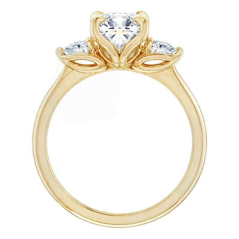 Cushion and Pear Moissanite Engagement Ring