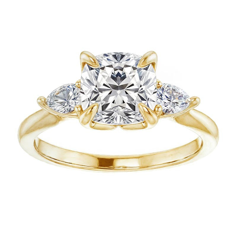 Cushion and Pear Moissanite Engagement Ring