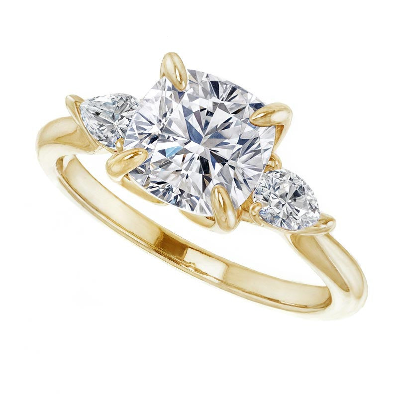 Cushion and Pear Moissanite Engagement Ring