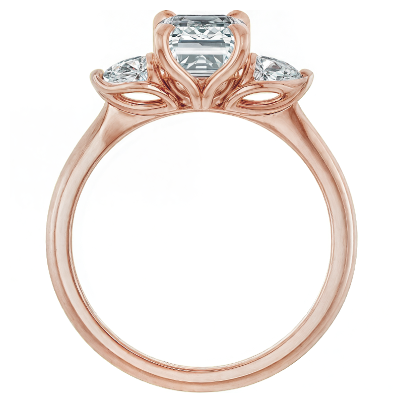 Emerald / Radiant and Pear Moissanite Engagement Ring