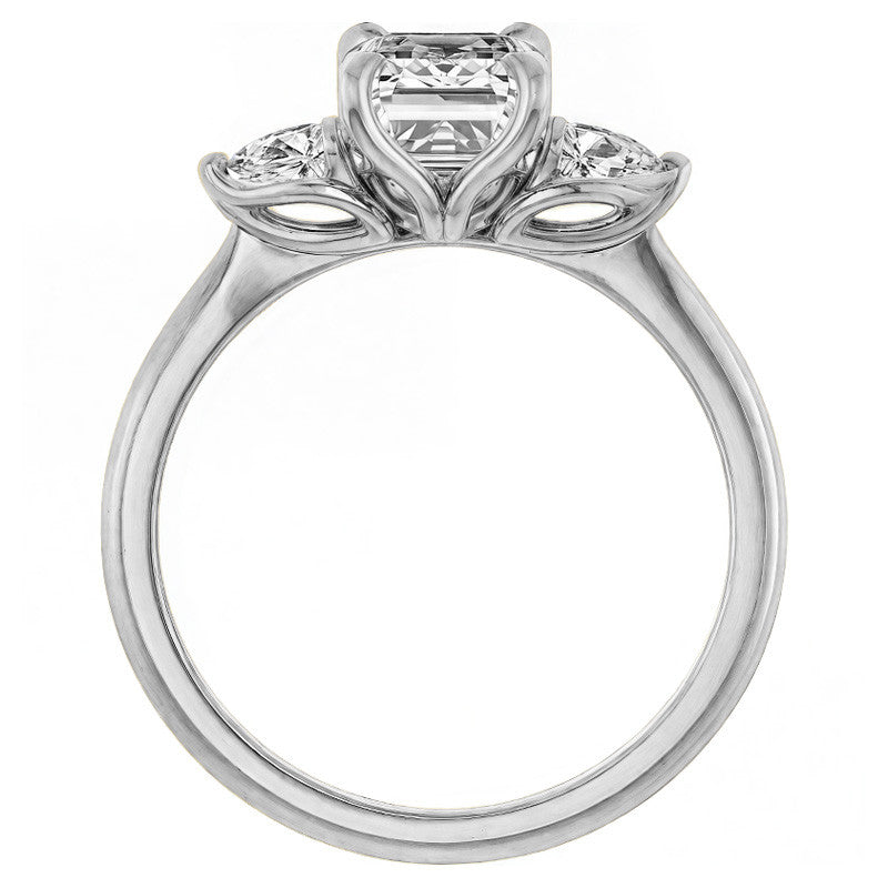 Emerald / Radiant and Pear Moissanite Engagement Ring