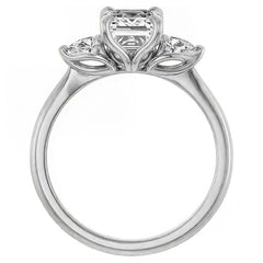 Emerald / Radiant and Pear Moissanite Engagement Ring