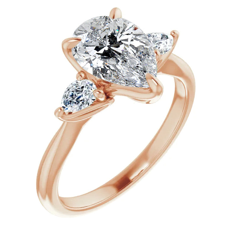 Pear Three Stone Moissanite Engagement Ring