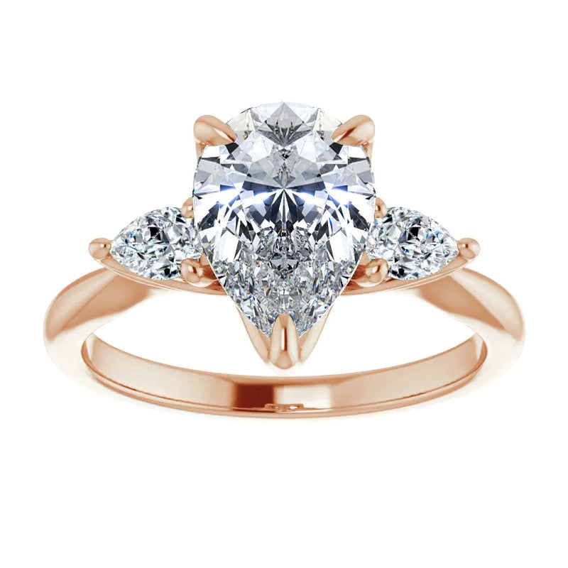 Pear Three Stone Moissanite Engagement Ring