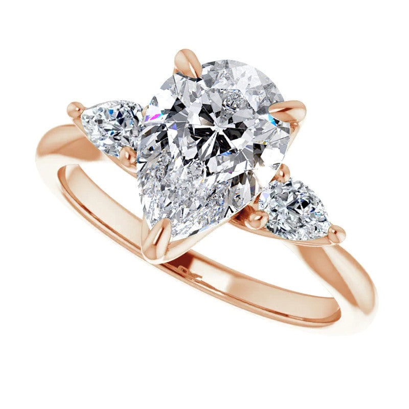 Pear Three Stone Moissanite Engagement Ring