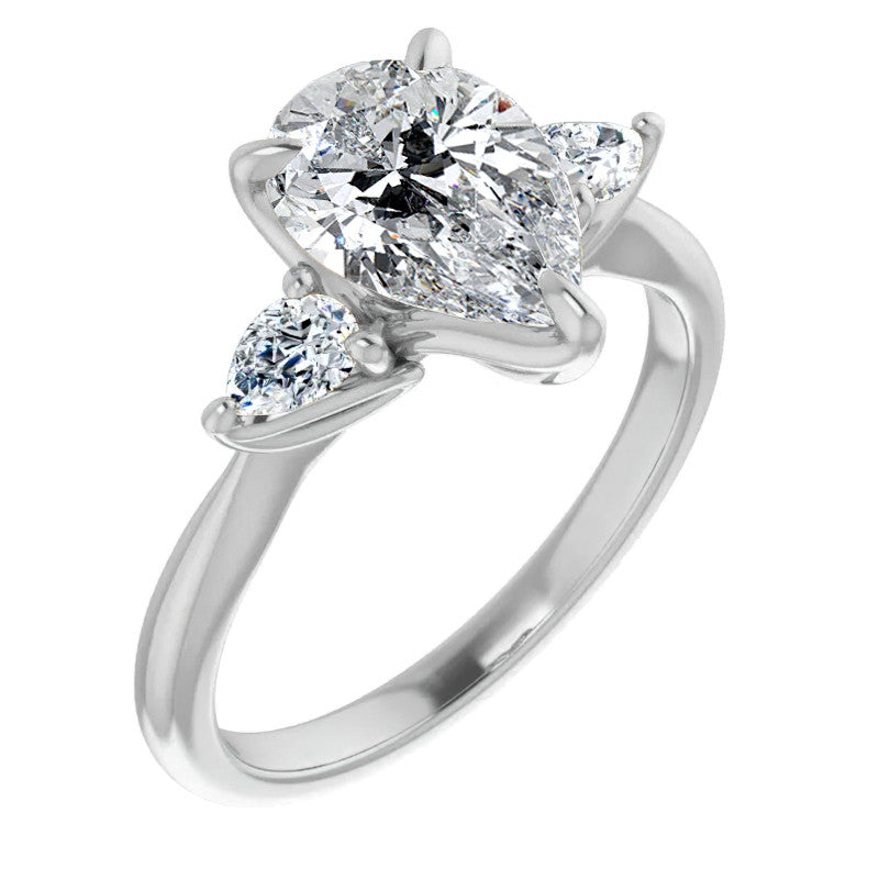 Pear Three Stone Moissanite Engagement Ring